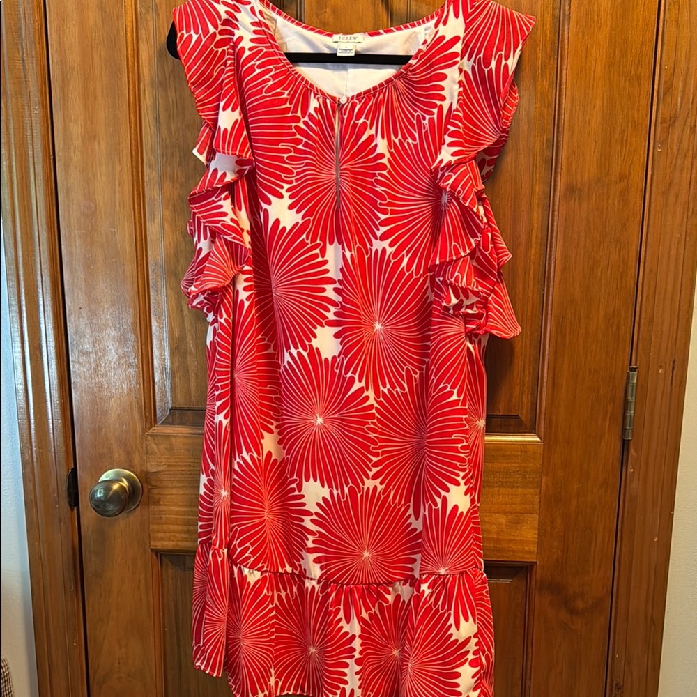 J. Crew Red and Cream Floral Mini Dress